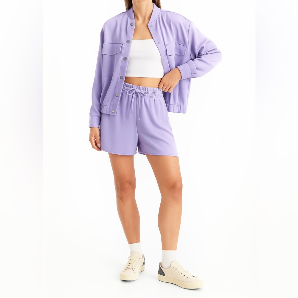 Express Satin High Waisted Midi Shorts Light Purple Size M NWT